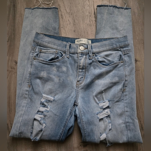 Mudd FLX Stretch Light Wash Low Rise Skinny Ripped Distressed Jeans Junior 9 - Picture 3 of 10